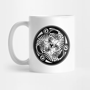 Sleeping kittens in celtic style, black Mug